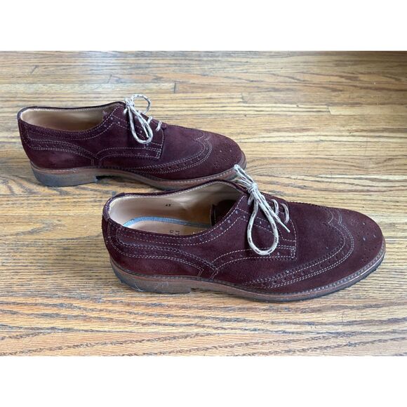 BRUNELLO CUCINELLI Maroon Suede Oxford Wingtip Brogue Derby Shoes  Mens Size 43 main image 5